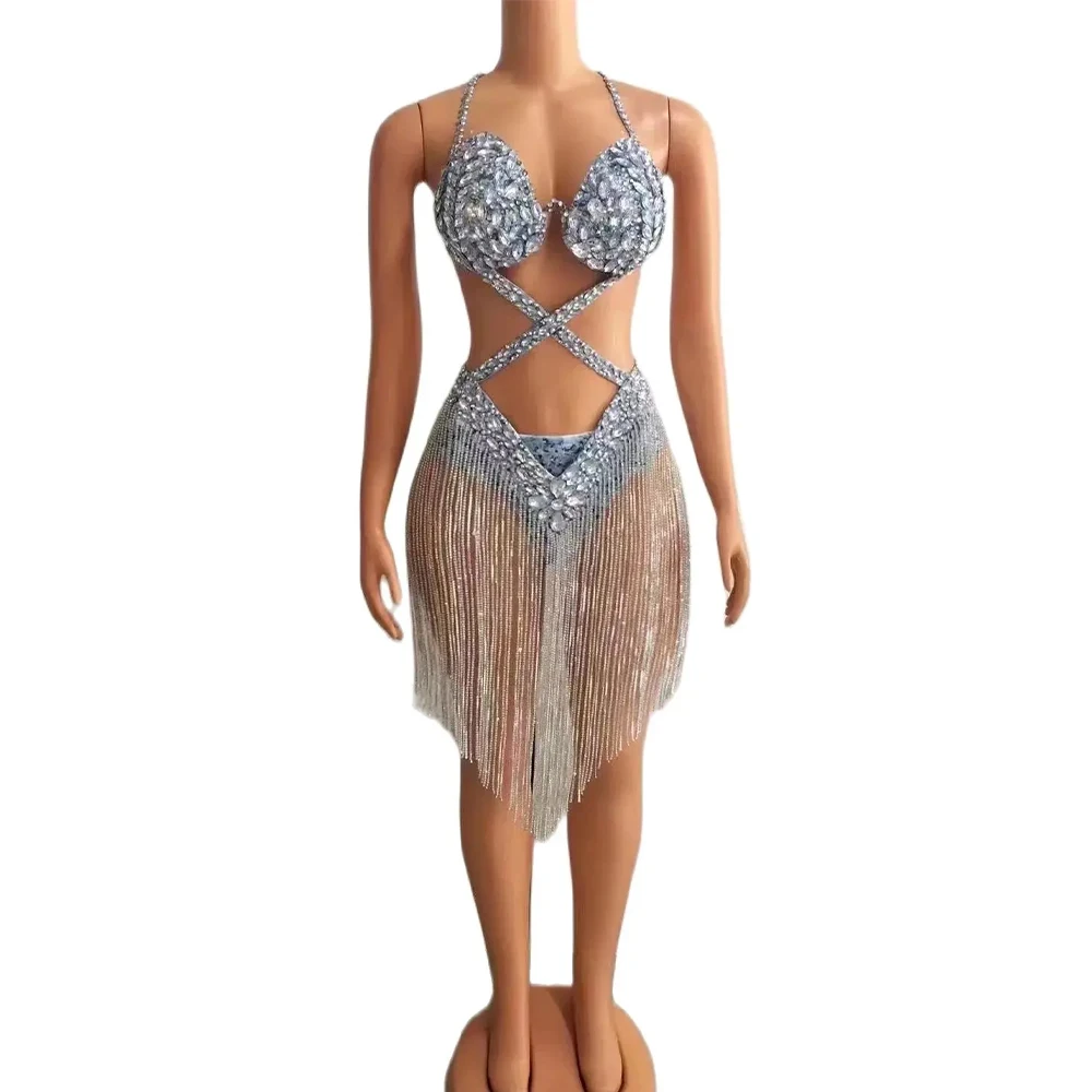 Women Sexy Luxurious Crystals Rhinestones Chains Backless Leotard Dress Evening Prom Celebriate Birthday Outfit Dance Costume
Women Sexy Luxurious Crystals Rhinestones Chains Backless Leotard Dress Evening Prom Celebriate Birthday Outfit Dance Costume