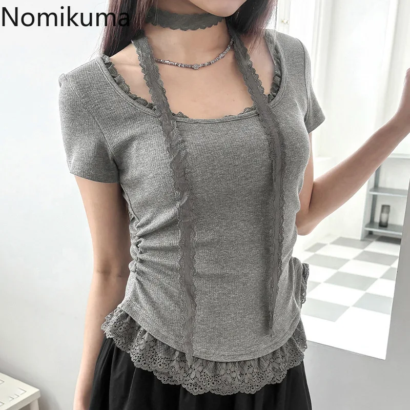 Women T Shirts Square Collar Patchwork Lace Slim Waist Tees Sweet Summer Camisetas Fashion White Tshirt Tops 2025 Ropa Mujer
Women T Shirts Square Collar Patchwork Lace Slim Waist Tees Sweet Summer Camisetas Fashion White Tshirt Tops 2025 Ropa Mujer