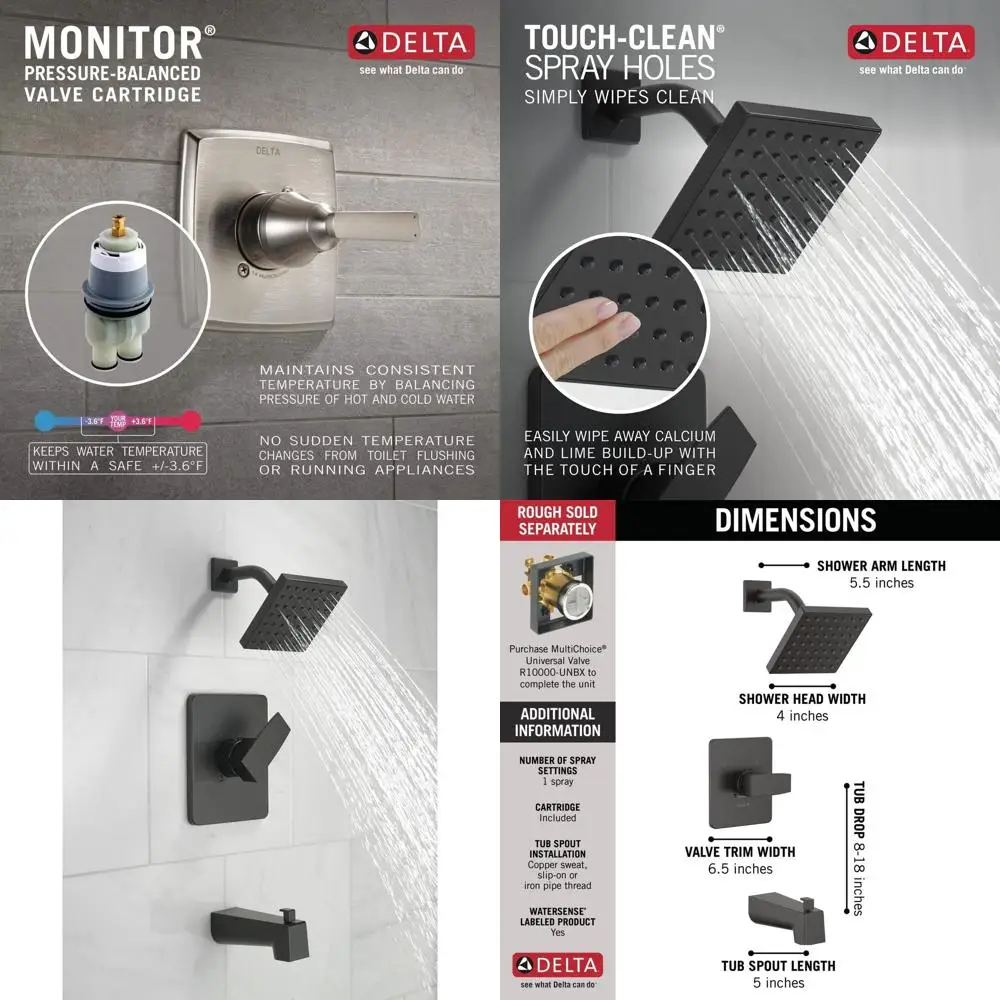14 Series Square Bathtub Shower Faucet Set with Matte Black Shower Head and Handle, Trim Kit Included
14 Series Square Bathtub Shower Faucet Set with Matte Black Shower Head and Handle, Trim Kit Included