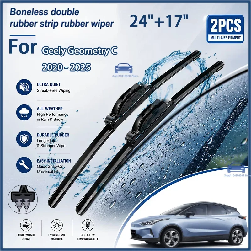24"+17" Front Wiper Blades For Geely Geometry C 2020-2025 Windshield Replacement Car Brushes
24"+17" Front Wiper Blades For Geely Geometry C 2020-2025 Windshield Replacement Car Brushes