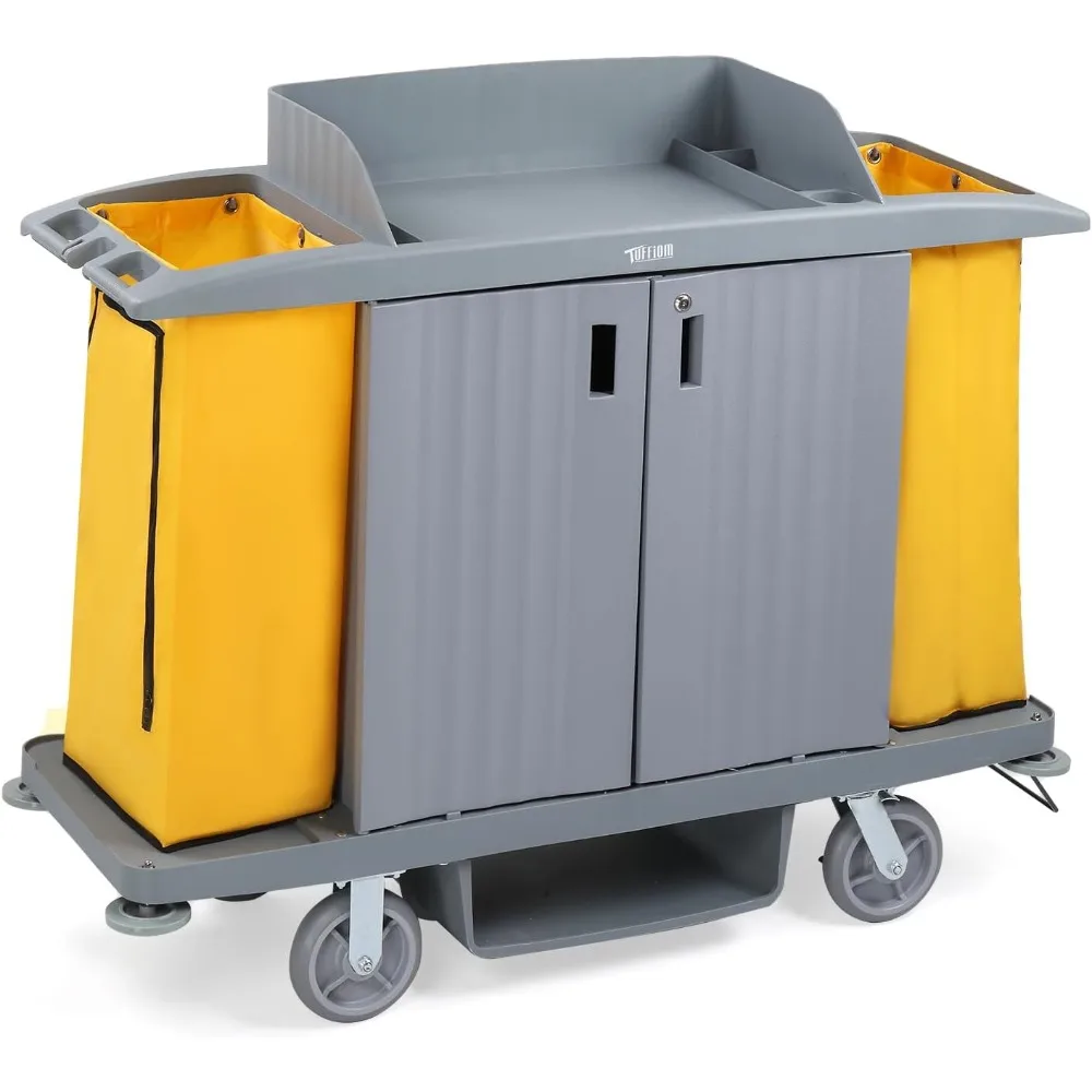 266LBS Premium Hotel&Housekeeping Cart with Door on Wheels, Multifunctional Commercial Cleaning Cart Large Capacity Vingyl Bags
266LBS Premium Hotel&Housekeeping Cart with Door on Wheels, Multifunctional Commercial Cleaning Cart Large Capacity Vingyl Bags