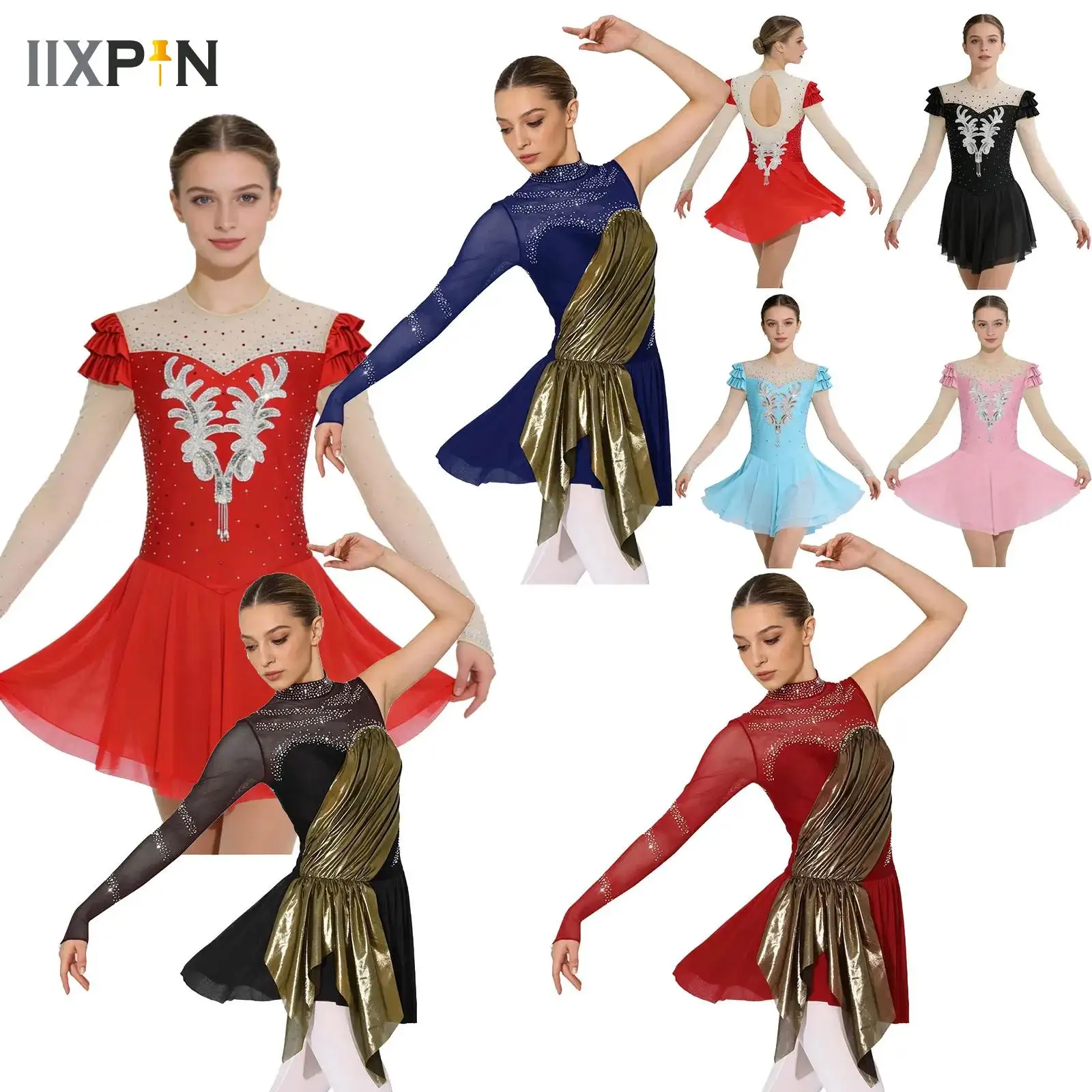 Figure Skating Lyrical Ballet Bodysuit Dress for Women Sequined Applique Rhinestone Mesh Long Sleeve Skating Dress Performance
Figure Skating Lyrical Ballet Bodysuit Dress for Women Sequined Applique Rhinestone Mesh Long Sleeve Skating Dress Performance