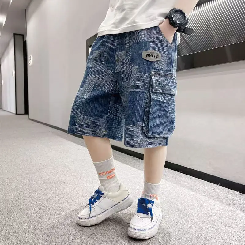 Child Elastic Waistband Wide Leg Plaid Denim Shorts For Boys Casual Short Baggy Jeans Kids Teenager Cool Summer Streetwear
Child Elastic Waistband Wide Leg Plaid Denim Shorts For Boys Casual Short Baggy Jeans Kids Teenager Cool Summer Streetwear