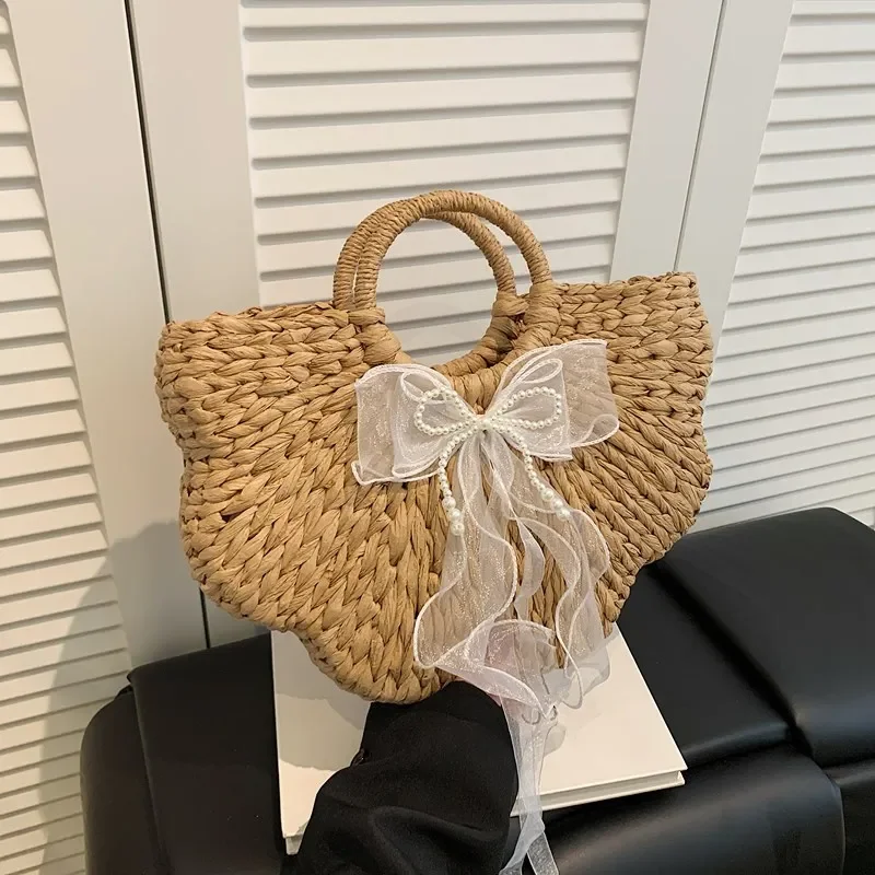 Summer Straw Bag For Women Fashion Half Moon Bags Rattan Handmade Handbag Travel Beach Bags Tote Lace Bow Sac A Main
Summer Straw Bag For Women Fashion Half Moon Bags Rattan Handmade Handbag Travel Beach Bags Tote Lace Bow Sac A Main