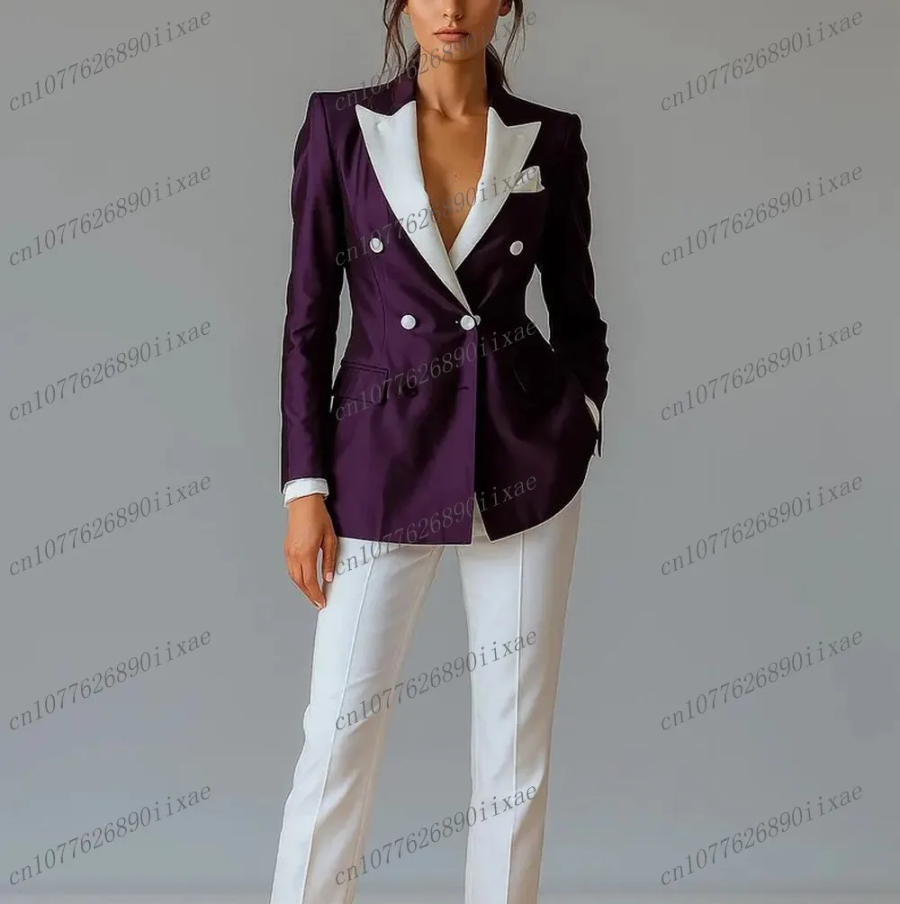 New Purle And White Women Suits Formal Lady Business Office Tuxedos Mother Wedding Party Ladies 2 Piece Set Jacket Pants
New Purle And White Women Suits Formal Lady Business Office Tuxedos Mother Wedding Party Ladies 2 Piece Set Jacket Pants