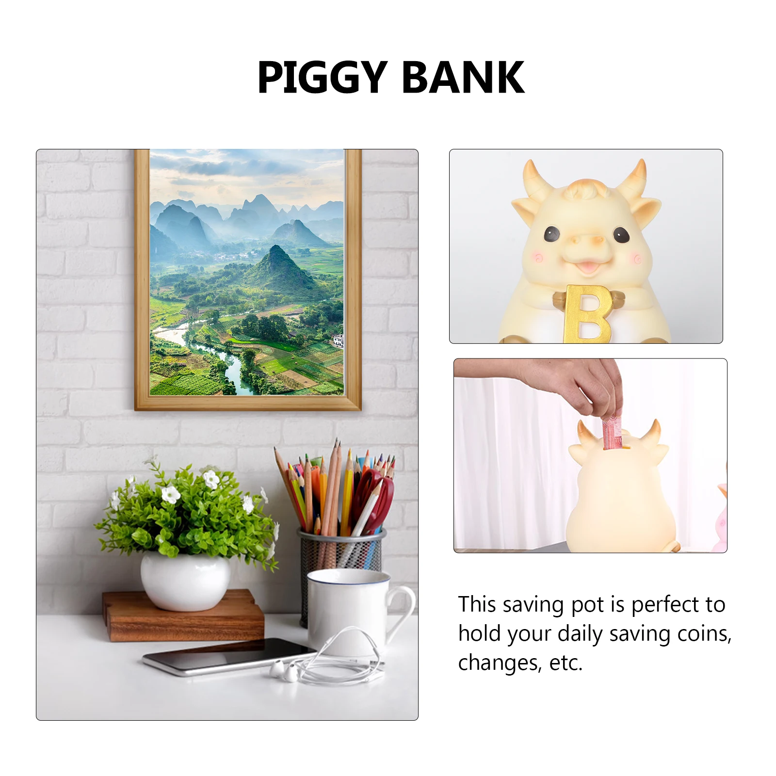 Calf Piggy Bank Cow Money Saving Pot Yellow Kids Coin Toy Cattle Adornment Desktop Decor Change Bank Storage Container
Calf Piggy Bank Cow Money Saving Pot Yellow Kids Coin Toy Cattle Adornment Desktop Decor Change Bank Storage Container