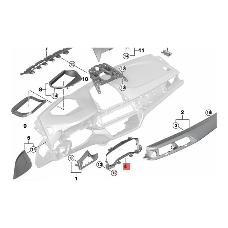 Car Instrument Frame Trim Panel Parts 51459490718 For BMW 5 Series G38 525Li 530Li 2020-2022 Dash Cover Plate Housing Frame
Car Instrument Frame Trim Panel Parts 51459490718 For BMW 5 Series G38 525Li 530Li 2020-2022 Dash Cover Plate Housing Frame