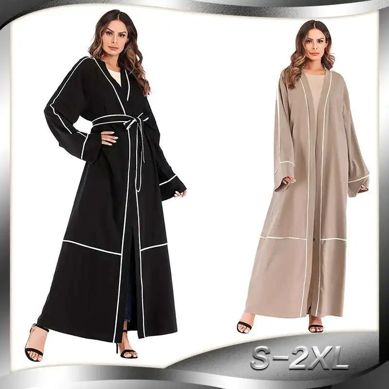 Contrast Striped Cardigan Muslim Robe Women's Large Skirt 1679 Muslim Long Dress Robe Abaya Ramadan Dubai Luxury Islam Elegant
Contrast Striped Cardigan Muslim Robe Women's Large Skirt 1679 Muslim Long Dress Robe Abaya Ramadan Dubai Luxury Islam Elegant