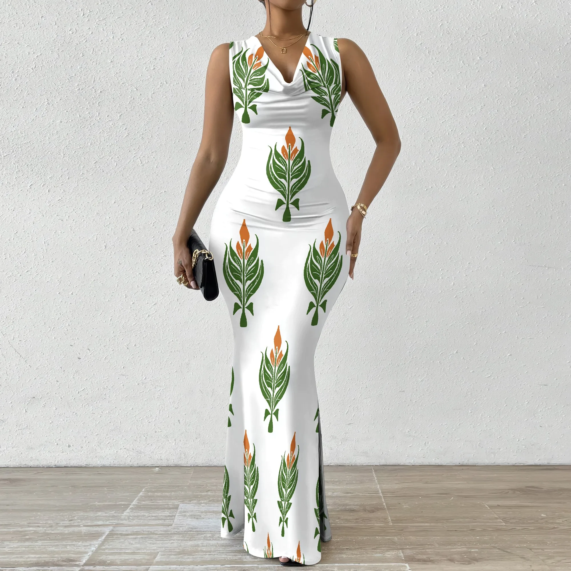New Fall Arrival Women's Plus Size Cowl Neck Sleeveless Bodycon Maxi Dress Abstract Print Slim Fit Long Dress for Evening Party
New Fall Arrival Women's Plus Size Cowl Neck Sleeveless Bodycon Maxi Dress Abstract Print Slim Fit Long Dress for Evening Party