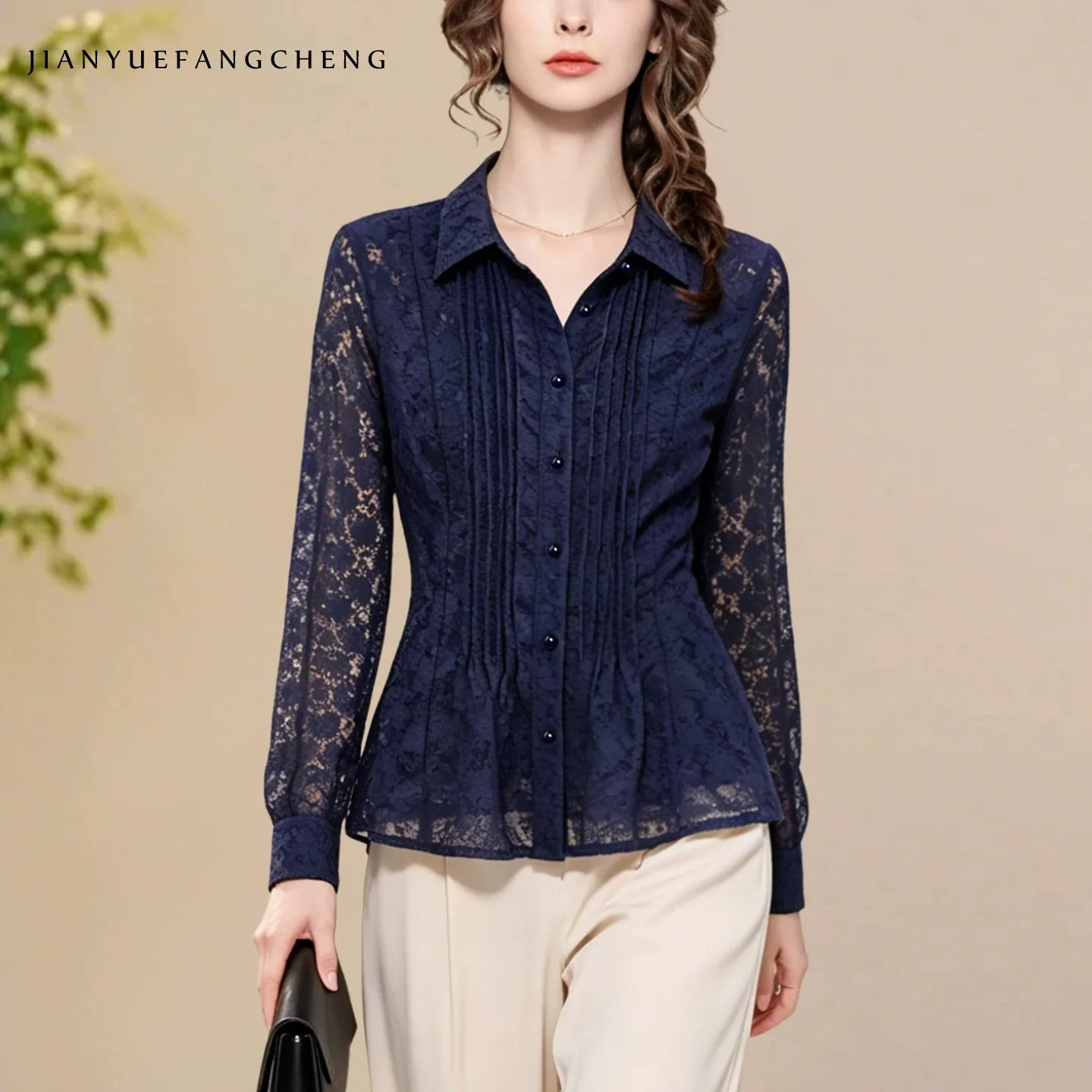 Vintage Style Women' Blue Long Sleeve Hollow Out Lace Shirt Slim Fit turn-down Collar Spring Summer Embroidered Top Blouses
Vintage Style Women' Blue Long Sleeve Hollow Out Lace Shirt Slim Fit turn-down Collar Spring Summer Embroidered Top Blouses