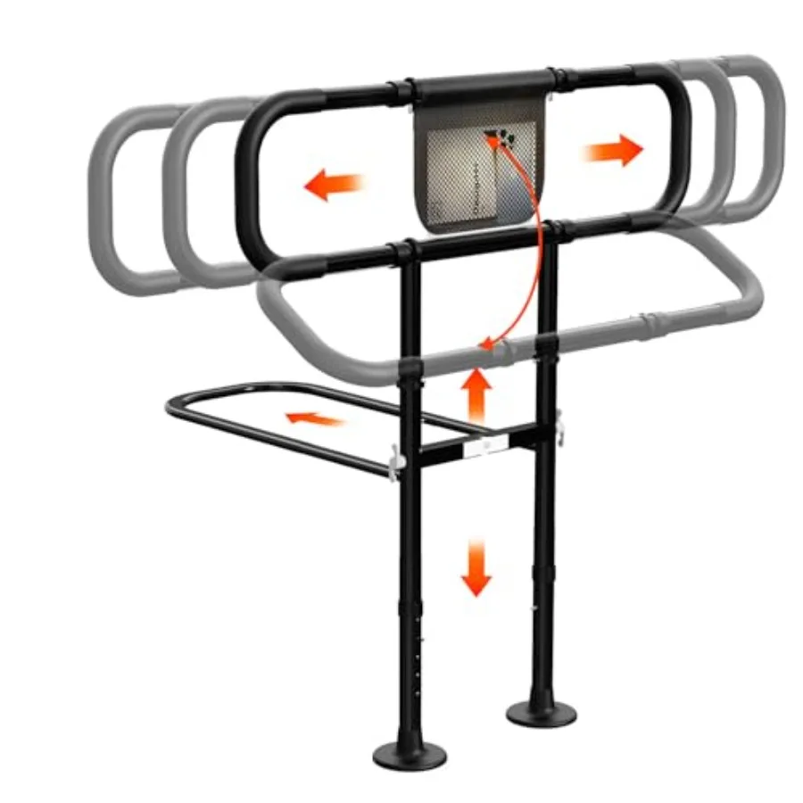Bed Rails for Elderly Adults Safety with Motion Light and Storage Pouch - Retractable and Foldable Bed Handrails Assist Bedrail
Bed Rails for Elderly Adults Safety with Motion Light and Storage Pouch - Retractable and Foldable Bed Handrails Assist Bedrail