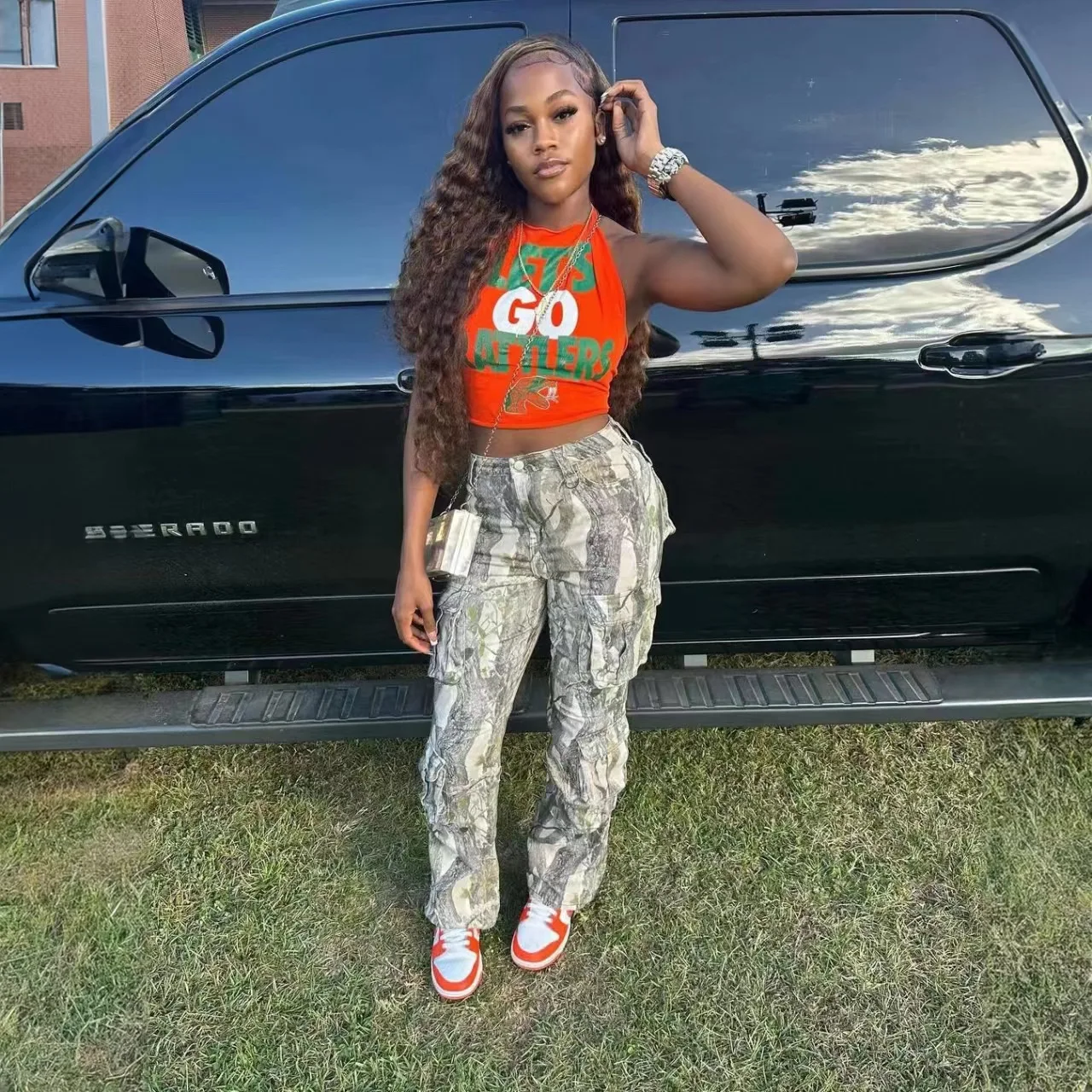 Casual Camouflage Print Cargo Pants High Waist Women's Trousers with Pockets Loose Fit Workwear Style Polyester Fiber
Casual Camouflage Print Cargo Pants High Waist Women's Trousers with Pockets Loose Fit Workwear Style Polyester Fiber