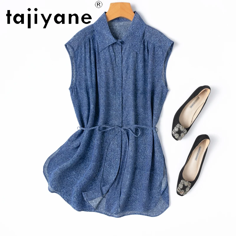 TAJIYANE 100% Mulberry Silk Blouse Woman New Arrivals 2025 Sleeveless Shirt Elegant Summer Tops Ladies Clothes Рубашка Женская
TAJIYANE 100% Mulberry Silk Blouse Woman New Arrivals 2025 Sleeveless Shirt Elegant Summer Tops Ladies Clothes Рубашка Женская