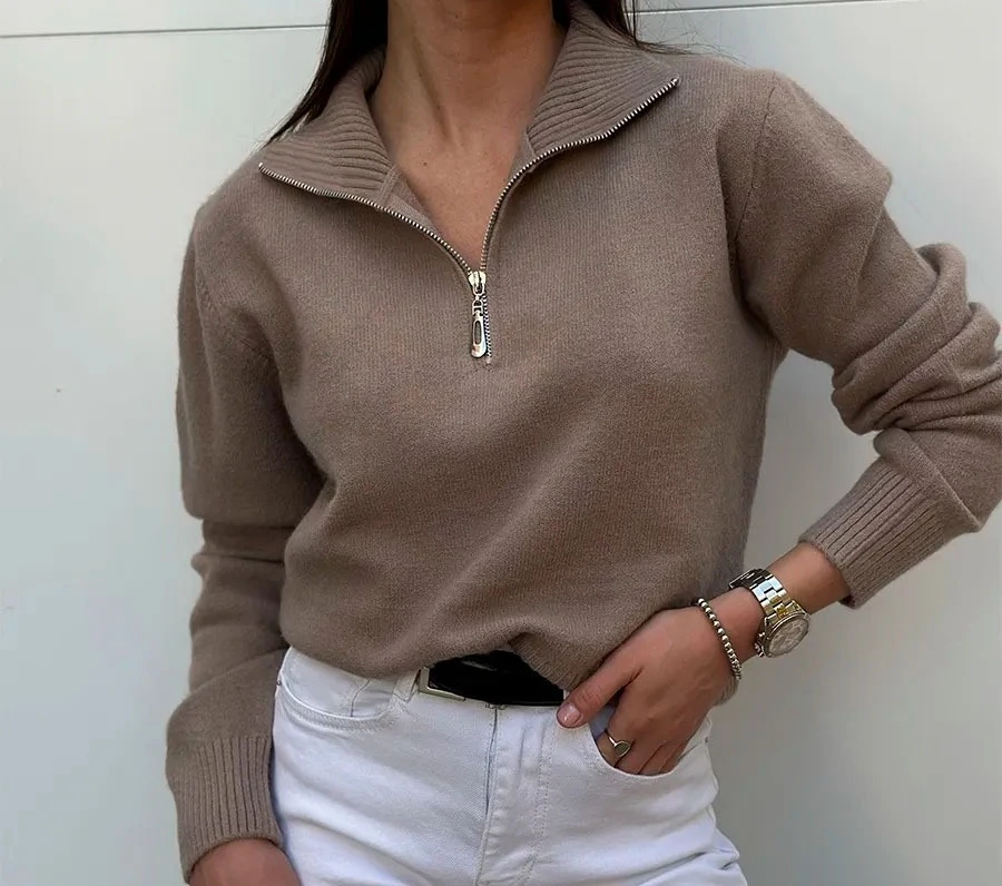 2025 Solid Color Loose Half Zipper Half High Collar Sweater for Women
2025 Solid Color Loose Half Zipper Half High Collar Sweater for Women
