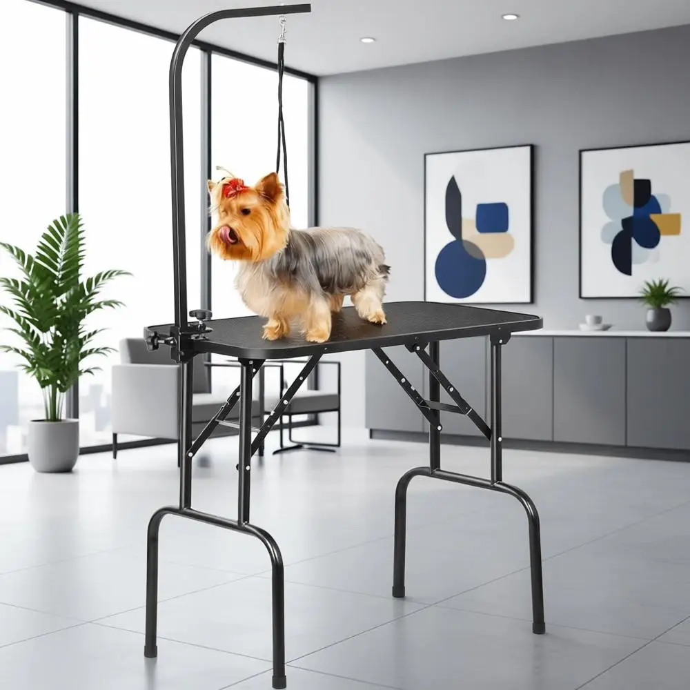 Adjustable Height 32 Folding Grooming Table for Dogs and Cats, Non-Slip, Holds Up to 220lbs, Black
Adjustable Height 32 Folding Grooming Table for Dogs and Cats, Non-Slip, Holds Up to 220lbs, Black