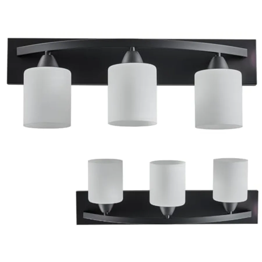 Modern 3-Light Bathroom Vanity Light Matte Black Fixture with Frosted Glass Shades E26 Socket Wall Sconce for Mirror Bathroom K
Modern 3-Light Bathroom Vanity Light Matte Black Fixture with Frosted Glass Shades E26 Socket Wall Sconce for Mirror Bathroom K