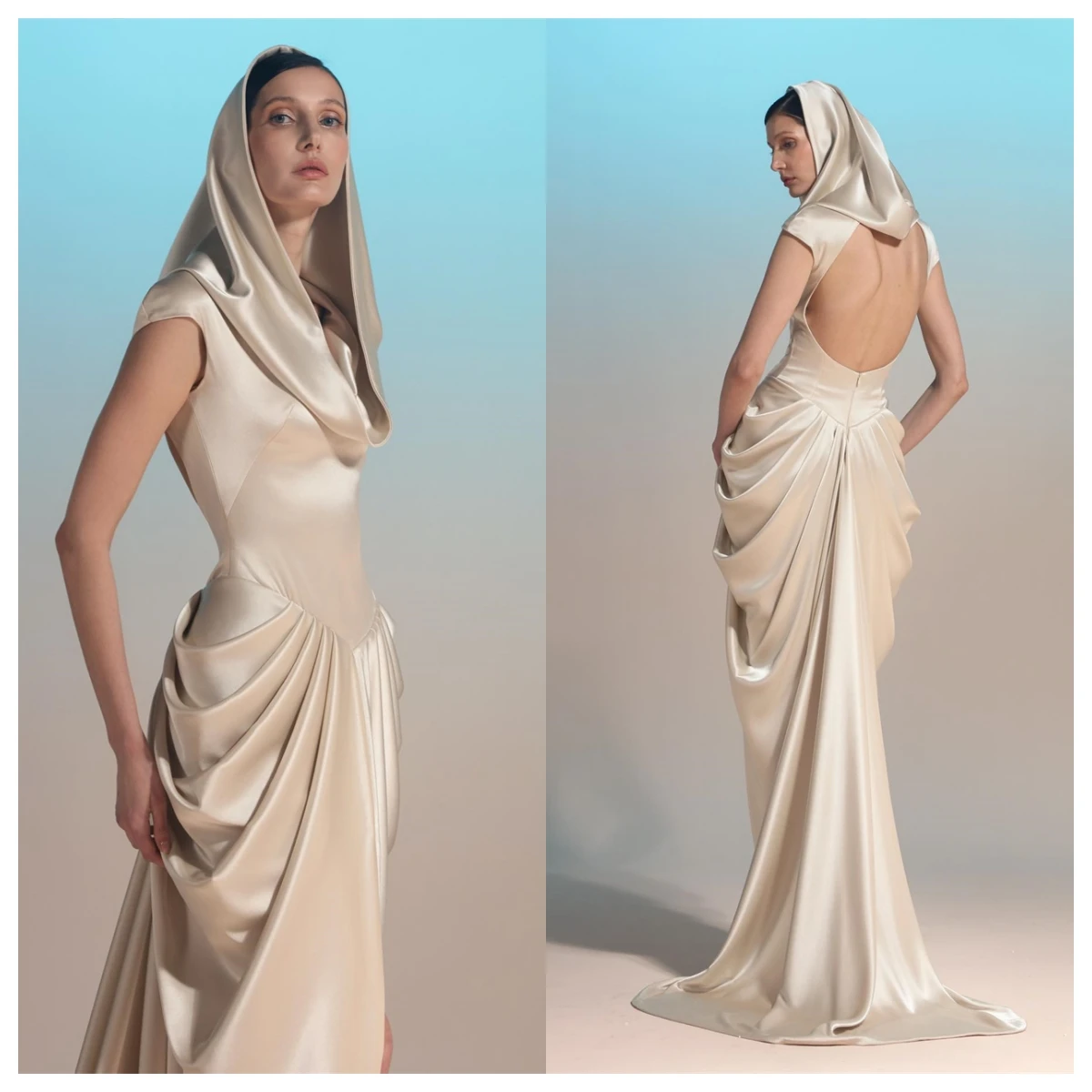Customized Temperament Lvory Satin Evening Dress O-Neck Half Sleeves Homecoming Dress Celebrity Gowns Open Back Mode
Customized Temperament Lvory Satin Evening Dress O-Neck Half Sleeves Homecoming Dress Celebrity Gowns Open Back Mode