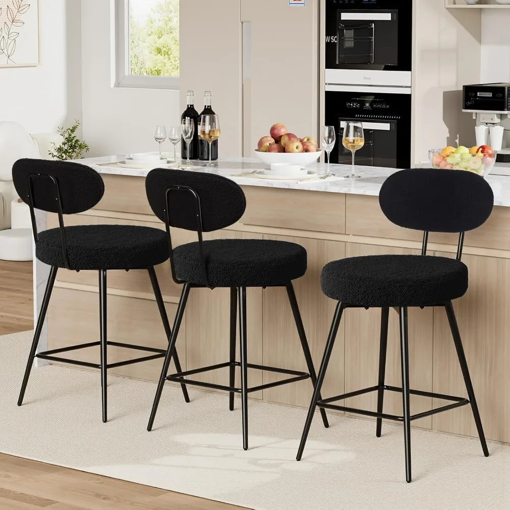 Counter Height Swivel Bar Stools Set of 3 Boucle Barstools 26'' Upholstered Modern Counter Barstools with Back Metal LegsBar
Counter Height Swivel Bar Stools Set of 3 Boucle Barstools 26'' Upholstered Modern Counter Barstools with Back Metal LegsBar