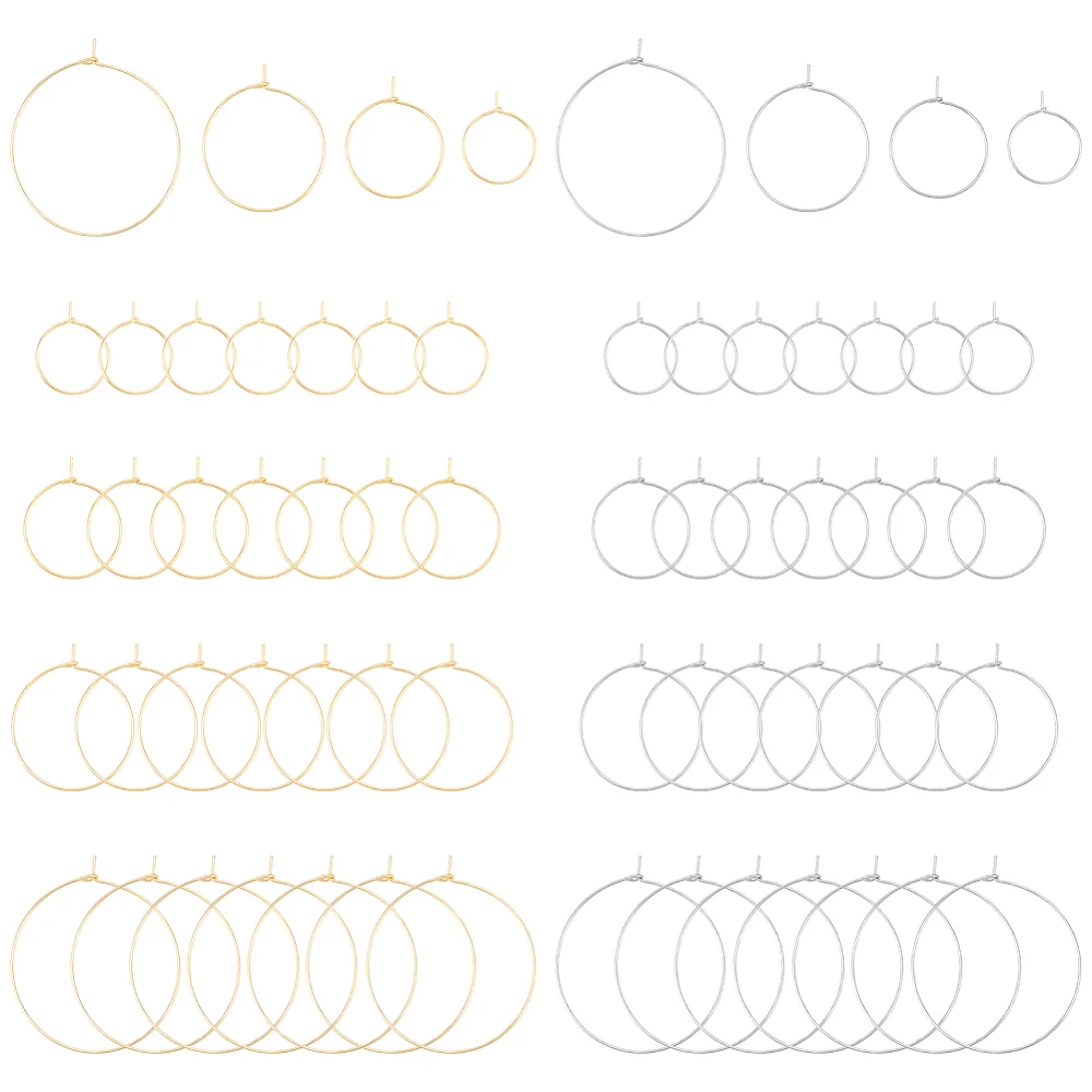 80pcs 4 Sizes 15.5/20/25/35mm Wine Glass Charms Rings 304 Stainless Steel Hoop Earring Findings Golden & Stainless Steel Color
80pcs 4 Sizes 15.5/20/25/35mm Wine Glass Charms Rings 304 Stainless Steel Hoop Earring Findings Golden & Stainless Steel Color