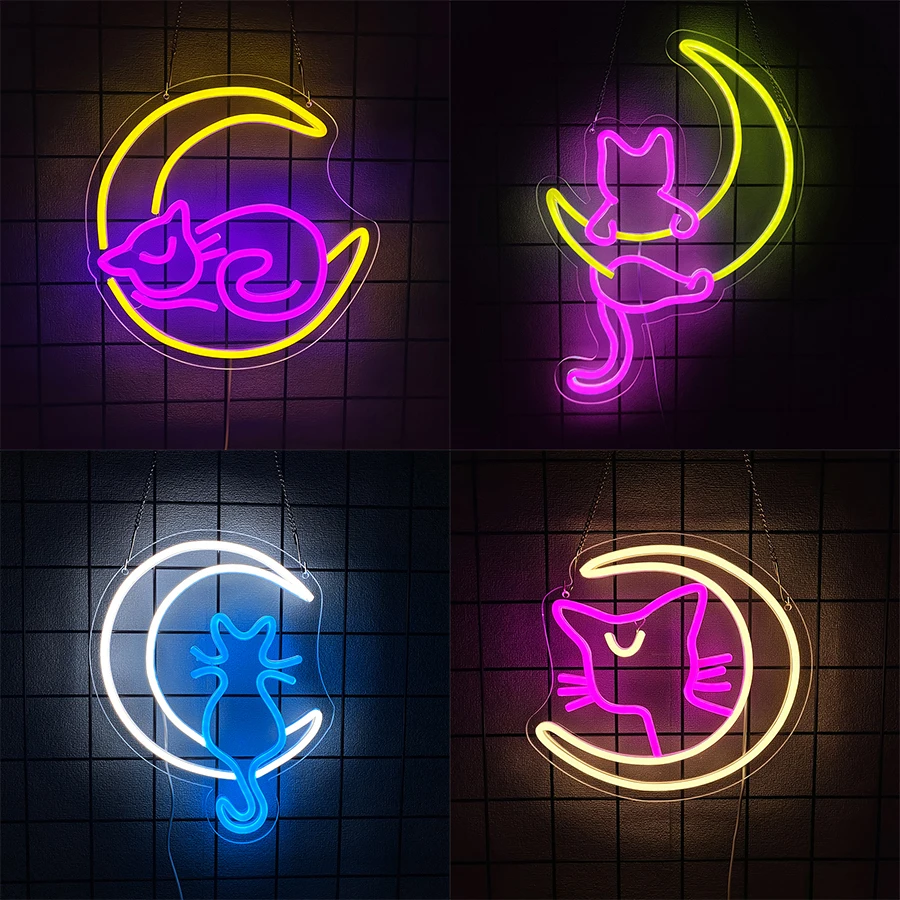 Cartoon Series Neon Signs, Moon And Cat Led Aesthetic Icons, Usb Powered, Used For Room, Home, Game Room, Pet Shop Decor. 
Cartoon Series Neon Signs, Moon And Cat Led Aesthetic Icons, Usb Powered, Used For Room, Home, Game Room, Pet Shop Decor.