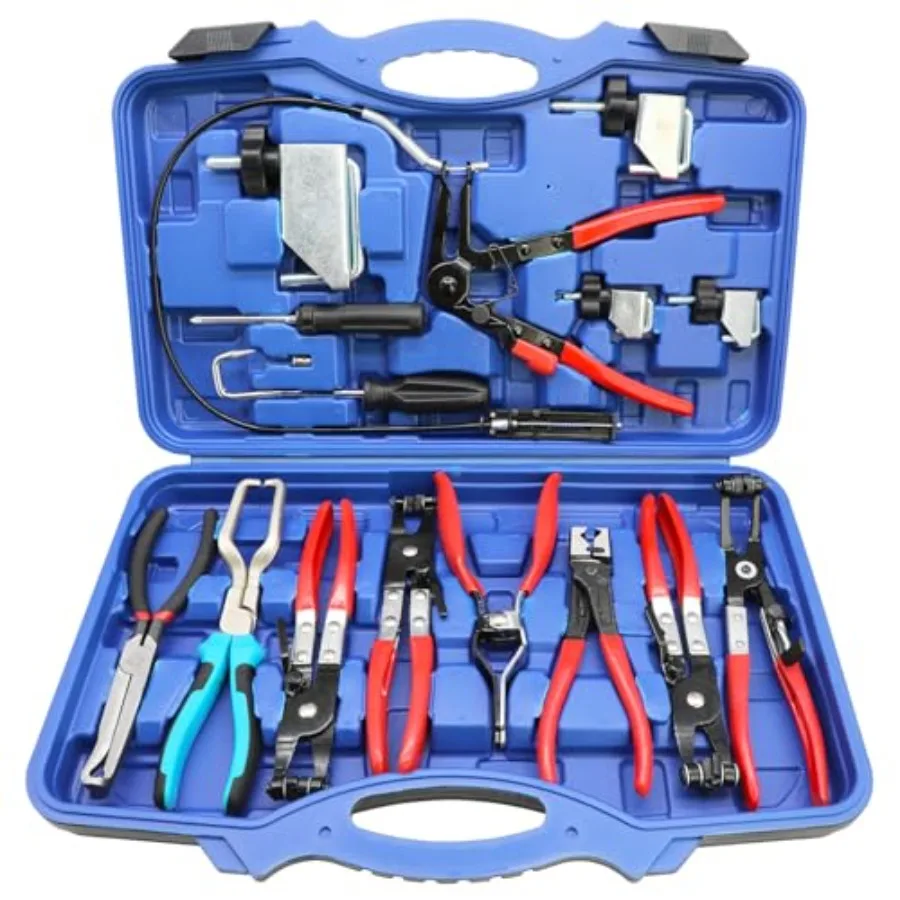 Hose Clamp Pliers Set 15pcs Hose Clamp Removal and Installation Tool Kit for Automotive Coolant Radiator Heater Water Hose fuel
Hose Clamp Pliers Set 15pcs Hose Clamp Removal and Installation Tool Kit for Automotive Coolant Radiator Heater Water Hose fuel