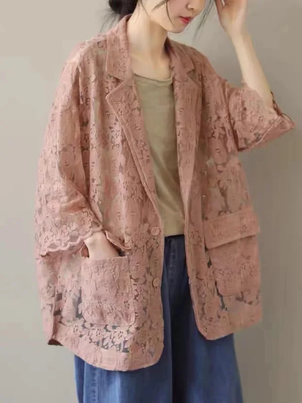 Faionable Lace Casual Suit Jaet Women's Summer Design Sensation Small Size Western Sle Loose Fit Bifold ket
Faionable Lace Casual Suit Jaet Women's Summer Design Sensation Small Size Western Sle Loose Fit Bifold ket