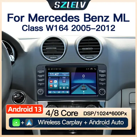 Android 13 Auto Carplay Audio Car Radio For Mercedes Benz ML Class W164 2005-2012 Bluetooth Stereo GPS Video Player Autoradio BT