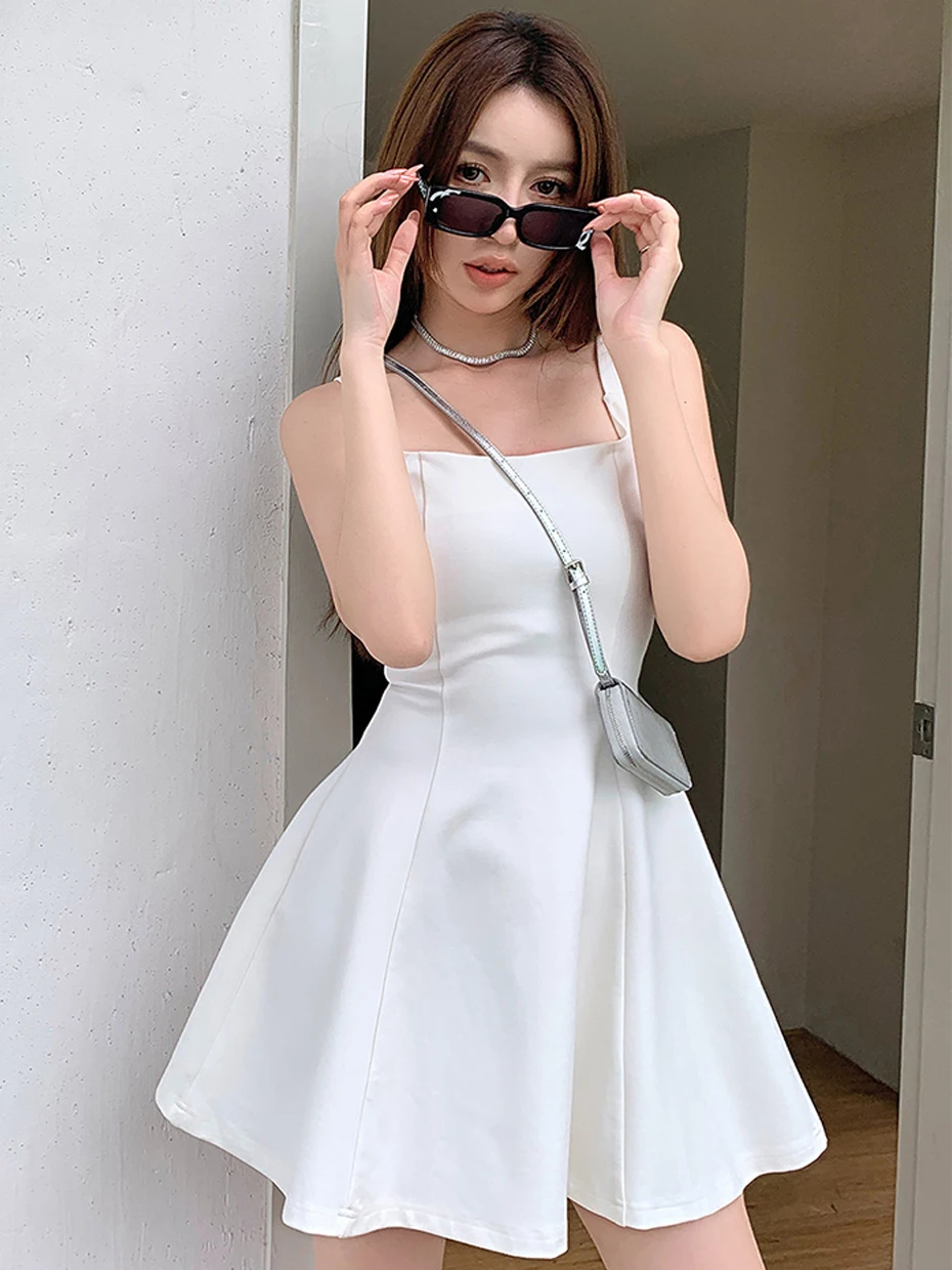 High Waist A-Line Dress Square Neck Elastic Waist Slimming Korean Style Summer White Dress Strapless Dress for Tall Women
High Waist A-Line Dress Square Neck Elastic Waist Slimming Korean Style Summer White Dress Strapless Dress for Tall Women