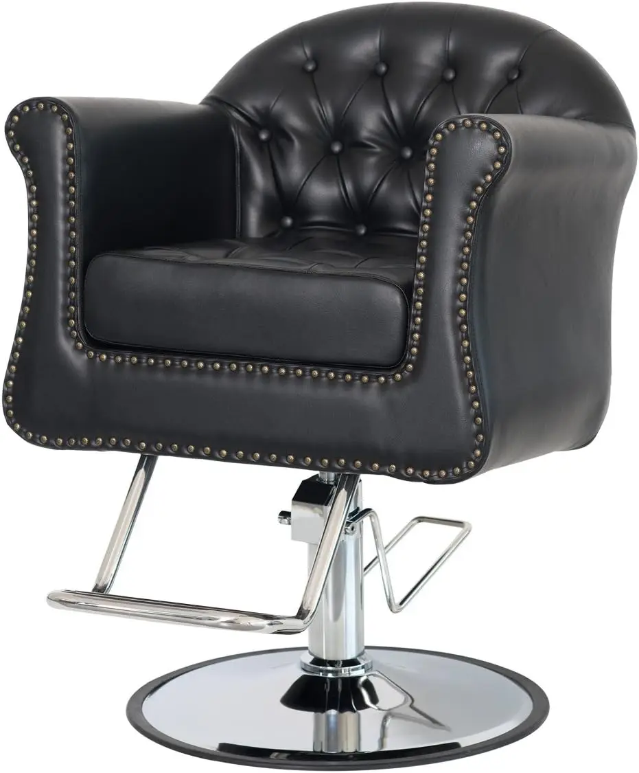 Brooklyn Salon Chair with Tufted Upholstery, Removable Cushion, Brass Trim, Chrome Base, Durable Frame, Rolled Arms
Brooklyn Salon Chair with Tufted Upholstery, Removable Cushion, Brass Trim, Chrome Base, Durable Frame, Rolled Arms