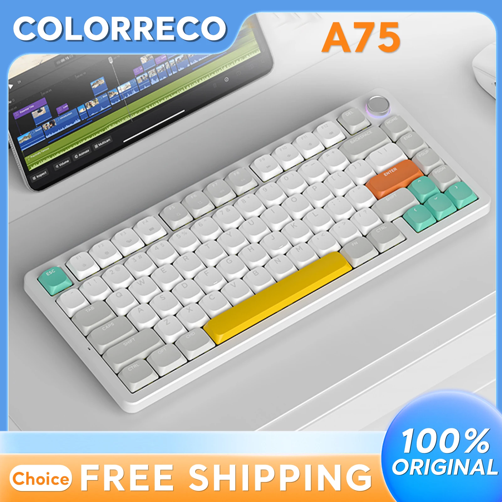 ColorReco A75 Wireless Mechanical Keyboard RGB Low Profile Hot Swap Knob for Office And Gaming Compatible with Laptop Win IOS
ColorReco A75 Wireless Mechanical Keyboard RGB Low Profile Hot Swap Knob for Office And Gaming Compatible with Laptop Win IOS