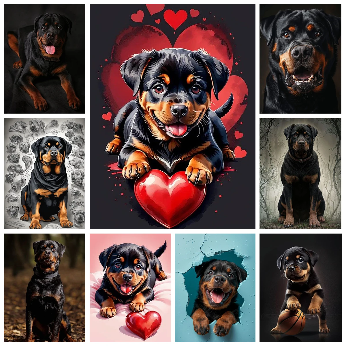 Ротвейлер DIY цифровая картина маслом милый портрет собаки красочная ручная роспись животное искусство украшение стены дома
Ротвейлер DIY цифровая картина маслом милый портрет собаки красочная ручная роспись животное искусство украшение стены дома