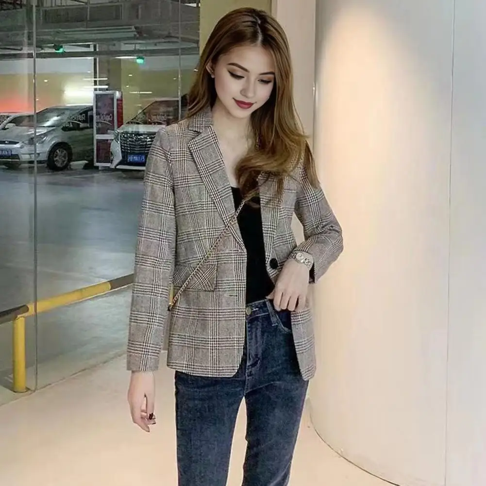 Casual Suit Jacket Plaid Print Women's Suit Coat with Lapel Flap Pockets Stylish Business Outwear for Spring Autumn Warm Suit
Casual Suit Jacket Plaid Print Women's Suit Coat with Lapel Flap Pockets Stylish Business Outwear for Spring Autumn Warm Suit