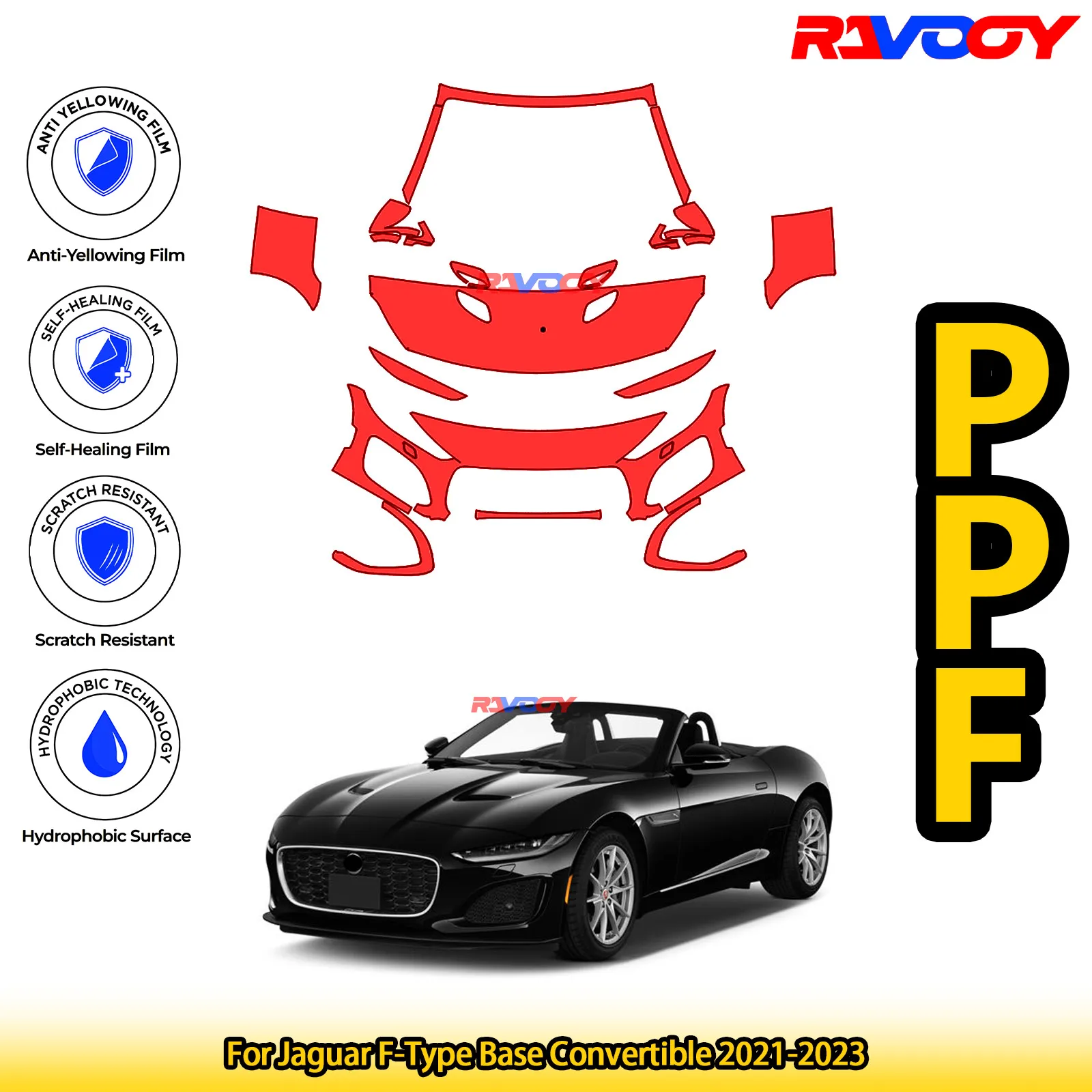 For Jaguar F-Type Base Convertible 2021-2023 Glossy Matte Black Precut front PPF Kit Paint Protection Film
For Jaguar F-Type Base Convertible 2021-2023 Glossy Matte Black Precut front PPF Kit Paint Protection Film