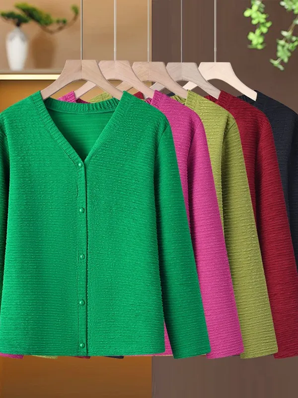 Spring Fashion V-Neck Long Sleeve Open Cardigan Thin Women's Style New 2025 Mommy Clothes Casual Comfortable Polyester Fiber
Spring Fashion V-Neck Long Sleeve Open Cardigan Thin Women's Style New 2025 Mommy Clothes Casual Comfortable Polyester Fiber