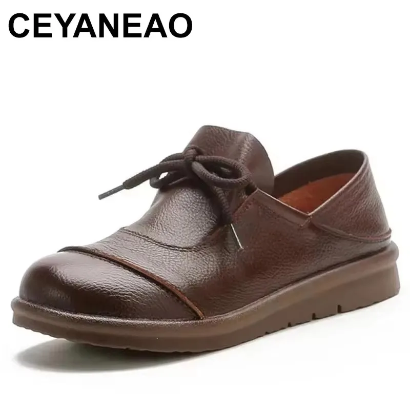2025 Genuine Leather Handmade Flat Shoes Platform Round Toe Thick Soled Retro Comfortable Lady Lace Shoes
2025 Genuine Leather Handmade Flat Shoes Platform Round Toe Thick Soled Retro Comfortable Lady Lace Shoes