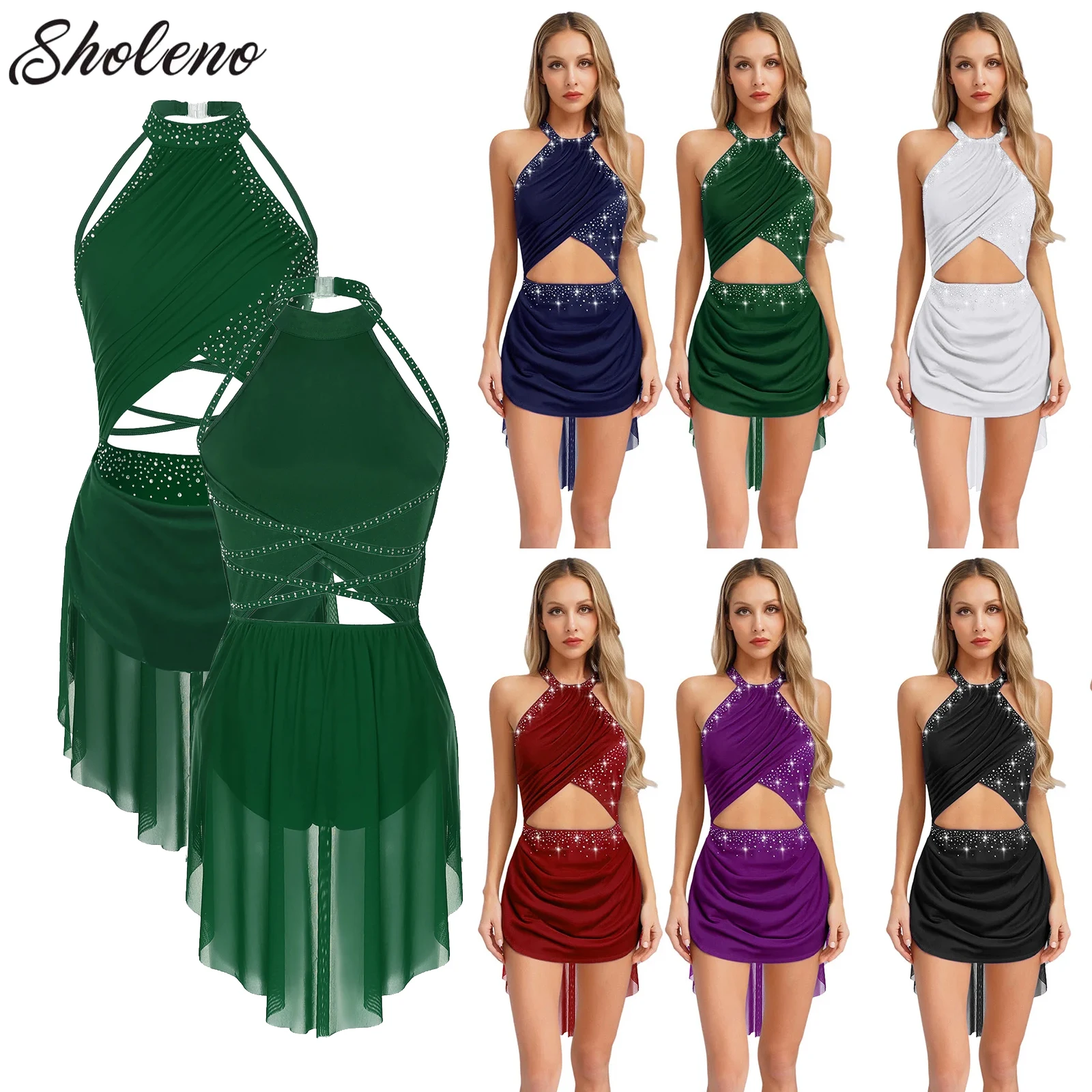 Womens Modern Lyrical Dance Dress Cutout Strappy Ballet Gymnastics Leotards Figure Skating Competition Performance Costume
Womens Modern Lyrical Dance Dress Cutout Strappy Ballet Gymnastics Leotards Figure Skating Competition Performance Costume