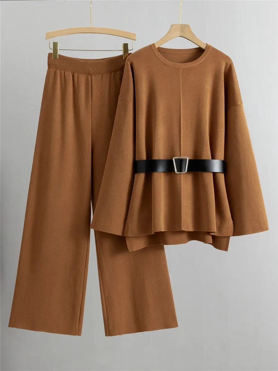 Chic Elegant Knit 2 Pieces Sets Korean High Waist Wide Leg Sweatpants Outfit New Women O-neck Knitwear Pullover Tops Conjuntos
Chic Elegant Knit 2 Pieces Sets Korean High Waist Wide Leg Sweatpants Outfit New Women O-neck Knitwear Pullover Tops Conjuntos