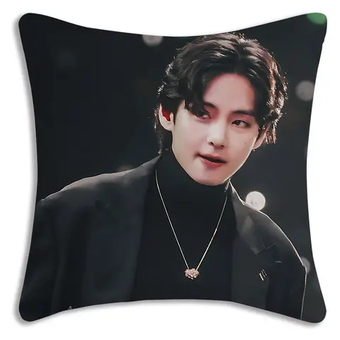 Housses d'oreiller dessin animé Kim TaehyungS, housse de coussin décorative pour canapé, maison, impression Double face, courte en peluche, mignonne