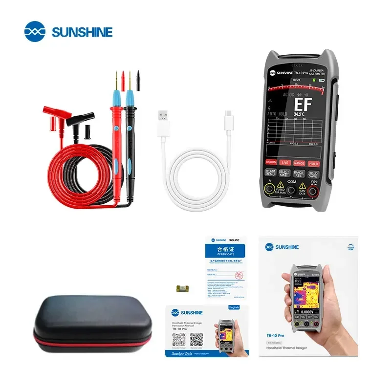 SUNSHINE TB-10 Pro 256*192 HD Resolution Infrared Thermal Imaging Multimeter for Mobile Phone Repair Fault Detection Tool
SUNSHINE TB-10 Pro 256*192 HD Resolution Infrared Thermal Imaging Multimeter for Mobile Phone Repair Fault Detection Tool