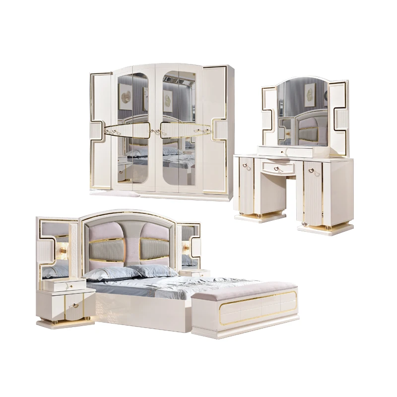 &Wholesale White Wooden Double Leather King Bed MDF Hotel Room Home Full Set Modern Luxury Queen Size Furniture Bedroom Sets
&Wholesale White Wooden Double Leather King Bed MDF Hotel Room Home Full Set Modern Luxury Queen Size Furniture Bedroom Sets