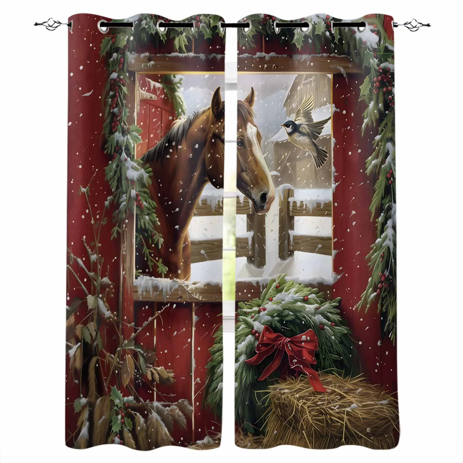 Christmas Holly Horse Farmhouse Curtains for Living Room Bedroom Decorative Window Treatment Drapes Kitchen Curtains
Christmas Holly Horse Farmhouse Curtains for Living Room Bedroom Decorative Window Treatment Drapes Kitchen Curtains