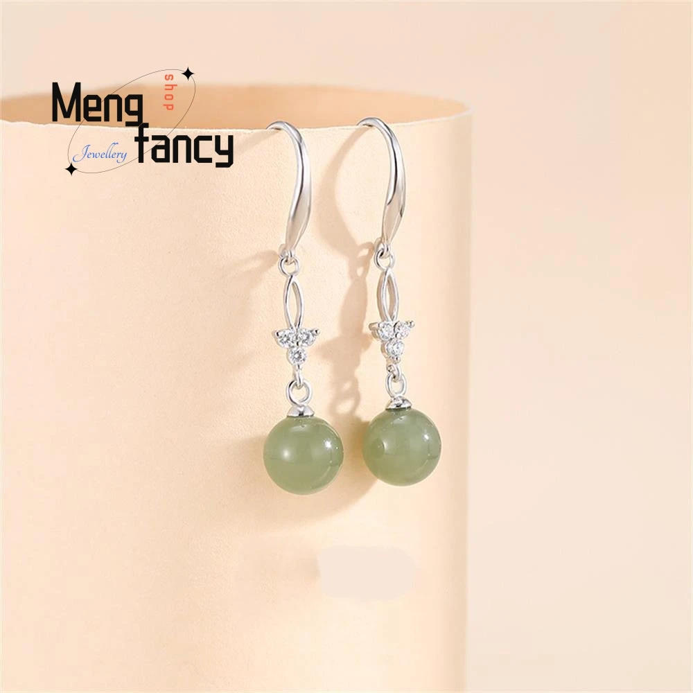 925 Silver Natural Hetian Jade Simplicity Earrings Charms Fashion Jewelry Women Sexy Young Girls Personality Couple Holiday Gift
925 Silver Natural Hetian Jade Simplicity Earrings Charms Fashion Jewelry Women Sexy Young Girls Personality Couple Holiday Gift