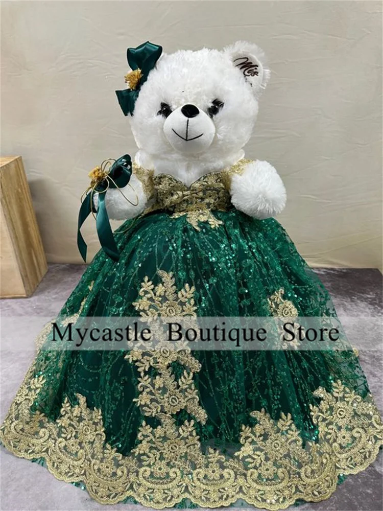 Emerald Green Tulle Off Shoulder Special Link For Personalized Quinceanera Teddy Bear Dress Sequins With Gold Appliques
Emerald Green Tulle Off Shoulder Special Link For Personalized Quinceanera Teddy Bear Dress Sequins With Gold Appliques