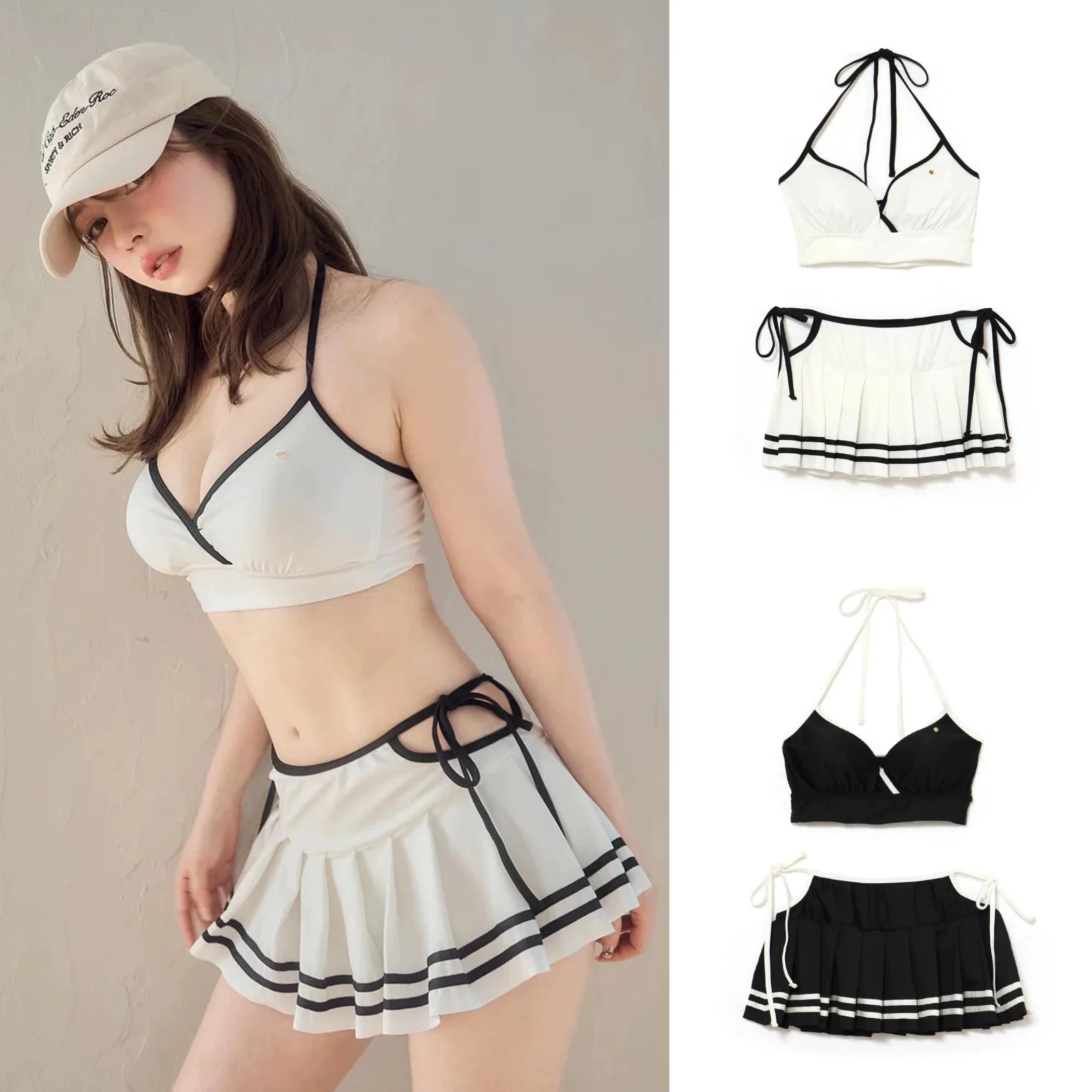 Японский купальник Y2K из двух частей: топ-бикини и плиссированная юбка-шорты, модный, с цветовыми акцентами, сексуальный купальник для пляжей и бассейнов
Японский купальник Y2K из двух частей: топ-бикини и плиссированная юбка-шорты, модный, с цветовыми акцентами, сексуальный купальник для пляжей и бассейнов