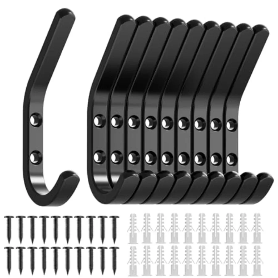Wall Hooks for Hanging Coats - 10 Pack Black 3.2'' Double Hook Design, Hat Organizers, Wall Mount Hangers for Bags and Keys, Pe
Wall Hooks for Hanging Coats - 10 Pack Black 3.2'' Double Hook Design, Hat Organizers, Wall Mount Hangers for Bags and Keys, Pe