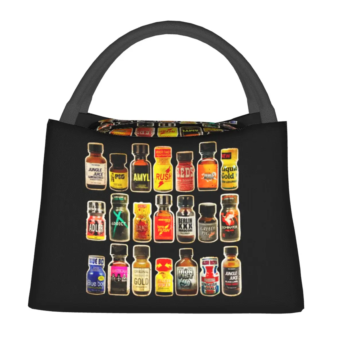Poppers Bottles Gay Rush Jungle Juice Amyl Inhaler Insulated Lunch Bag for Women Kids Food Boxes Thermal Lunch Box Tote
Poppers Bottles Gay Rush Jungle Juice Amyl Inhaler Insulated Lunch Bag for Women Kids Food Boxes Thermal Lunch Box Tote