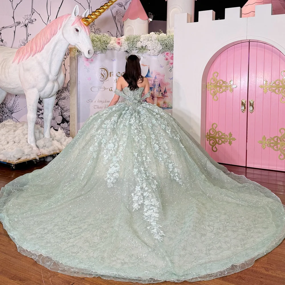 Mint Green Ball Gown Quinceanera Dress 3D Floral Lace Applique Beading Sweet 16 Vestidos De 15 Anos
Mint Green Ball Gown Quinceanera Dress 3D Floral Lace Applique Beading Sweet 16 Vestidos De 15 Anos