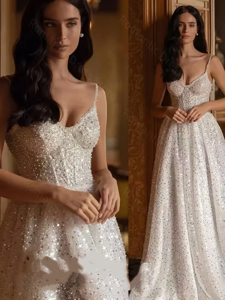 Romantic A-Line Customized Sweetheart Off Shoulder Spaghetti Straps Wedding Dress Backless Bride Dress Vestido De Noiva
Romantic A-Line Customized Sweetheart Off Shoulder Spaghetti Straps Wedding Dress Backless Bride Dress Vestido De Noiva