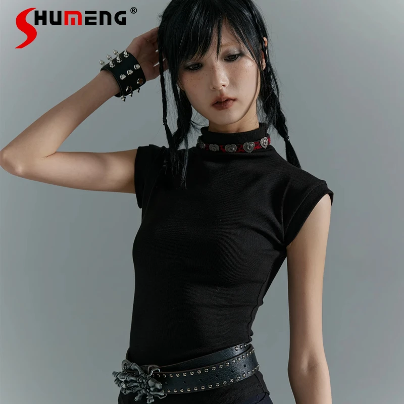 Dark Premium Semi-turtleneck Slim T Shirts Summer Soft Girl Waist Skinny Elastic Vest T-Shirt Women's Y2k Clothes Black Top Tees
Dark Premium Semi-turtleneck Slim T Shirts Summer Soft Girl Waist Skinny Elastic Vest T-Shirt Women's Y2k Clothes Black Top Tees
