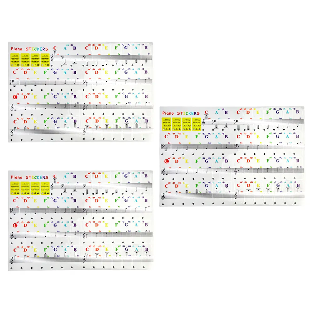 3 Pcs Piano Stickers Easy to Remove for Beginner Decals Applique Keyboard Pvc Introductory 
3 Pcs Piano Stickers Easy to Remove for Beginner Decals Applique Keyboard Pvc Introductory